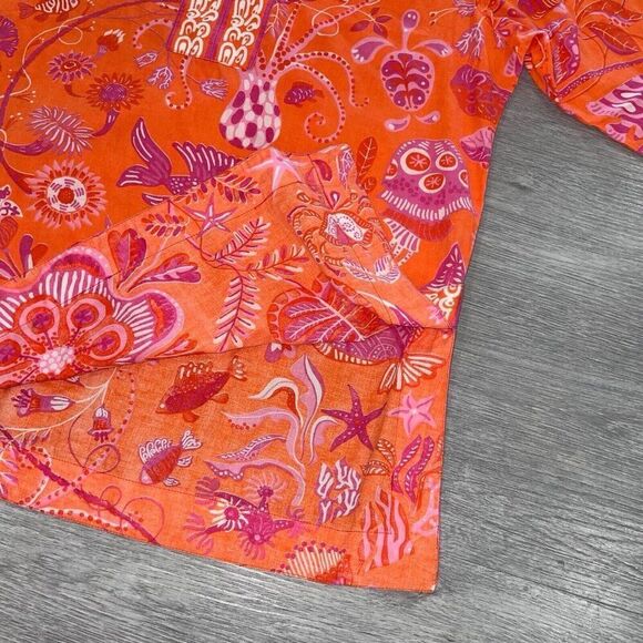 Gretchen Scott Tunic Dress Women Large Split Neck Ocean Beach Costal Artsy Shirt - Picture 5 of 11